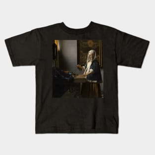 Woman Holding a Balance - Johannes Vermeer Kids T-Shirt